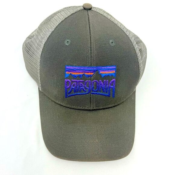 Patagonia Gray Purple Mountain Embroidered Mesh Snap Back Trucker Hat - Picture 6 of 16